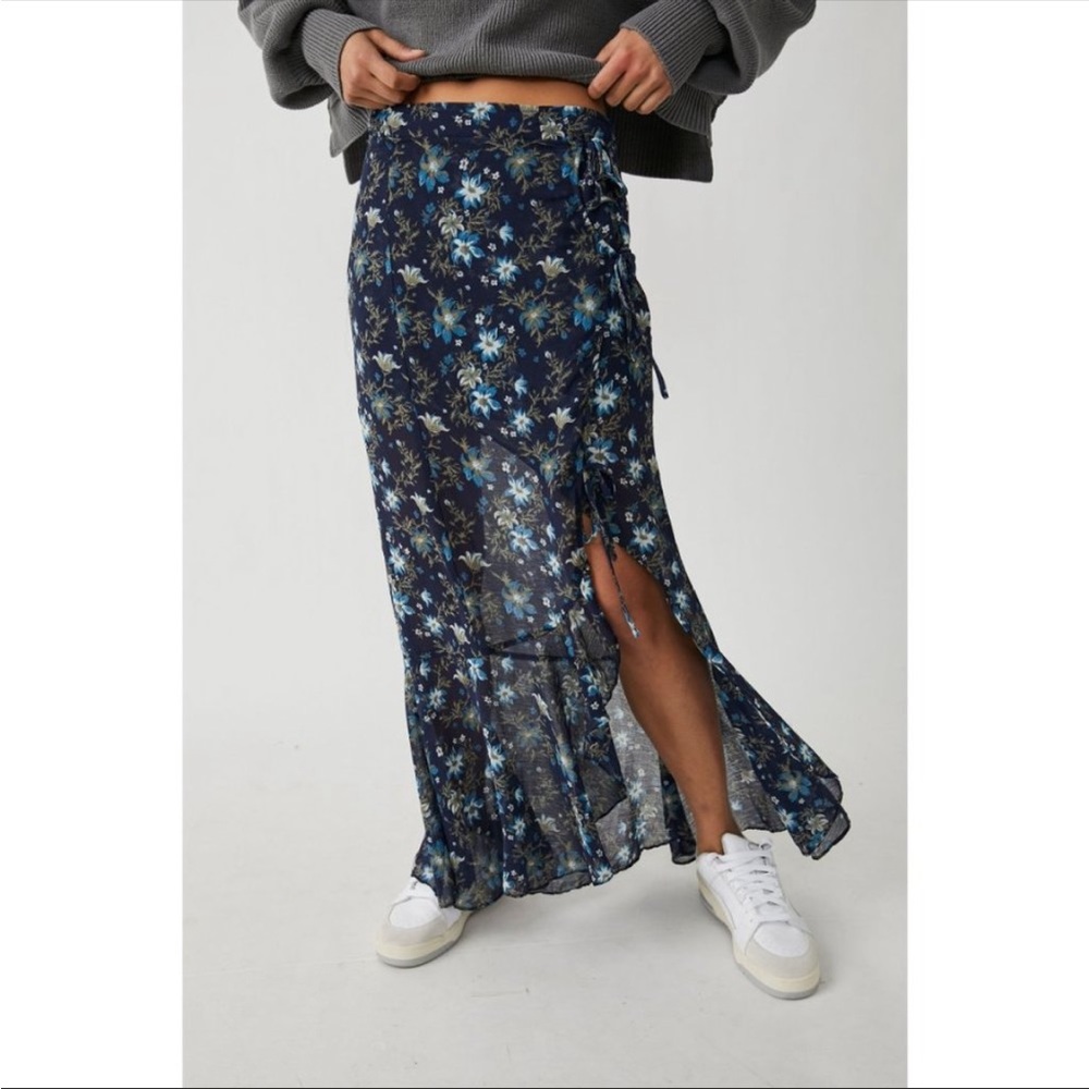 NWT Free People Femme Edge Maxi Skirt / Ink Combo